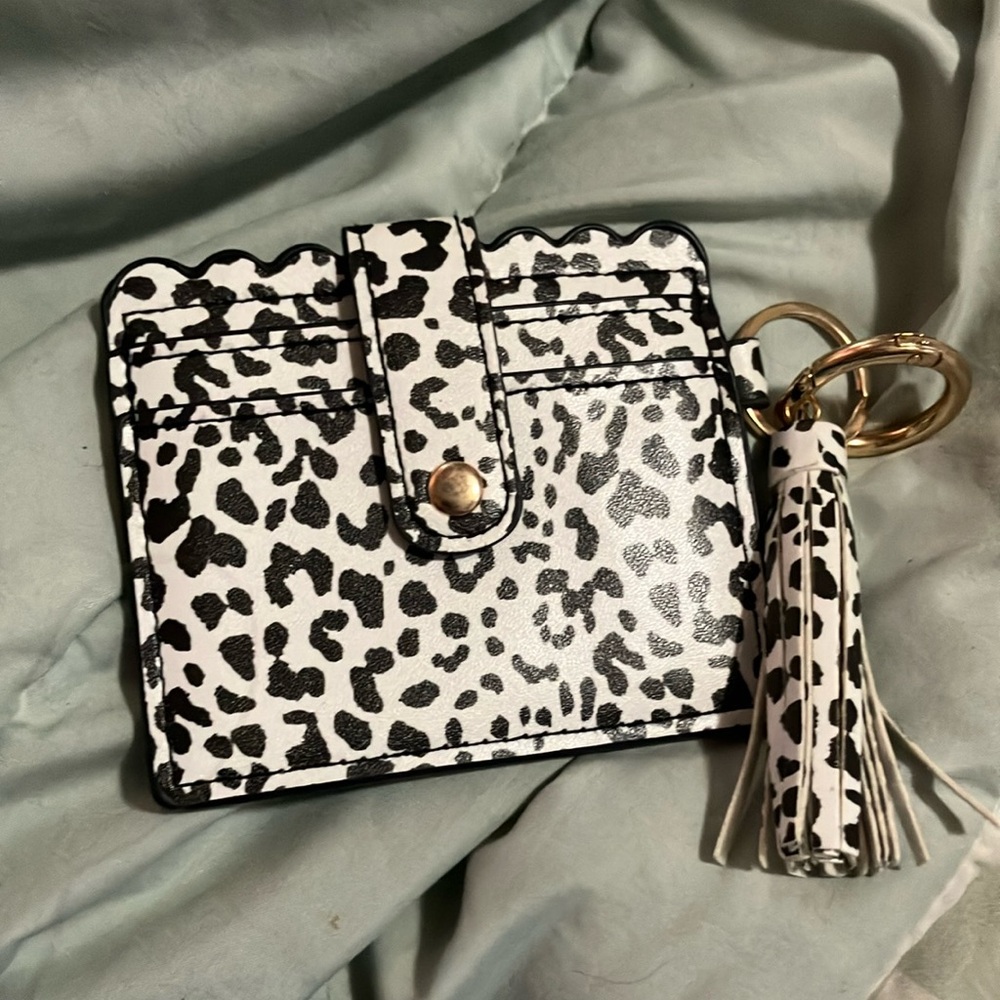 Leopard Print Card Holder with Tassel